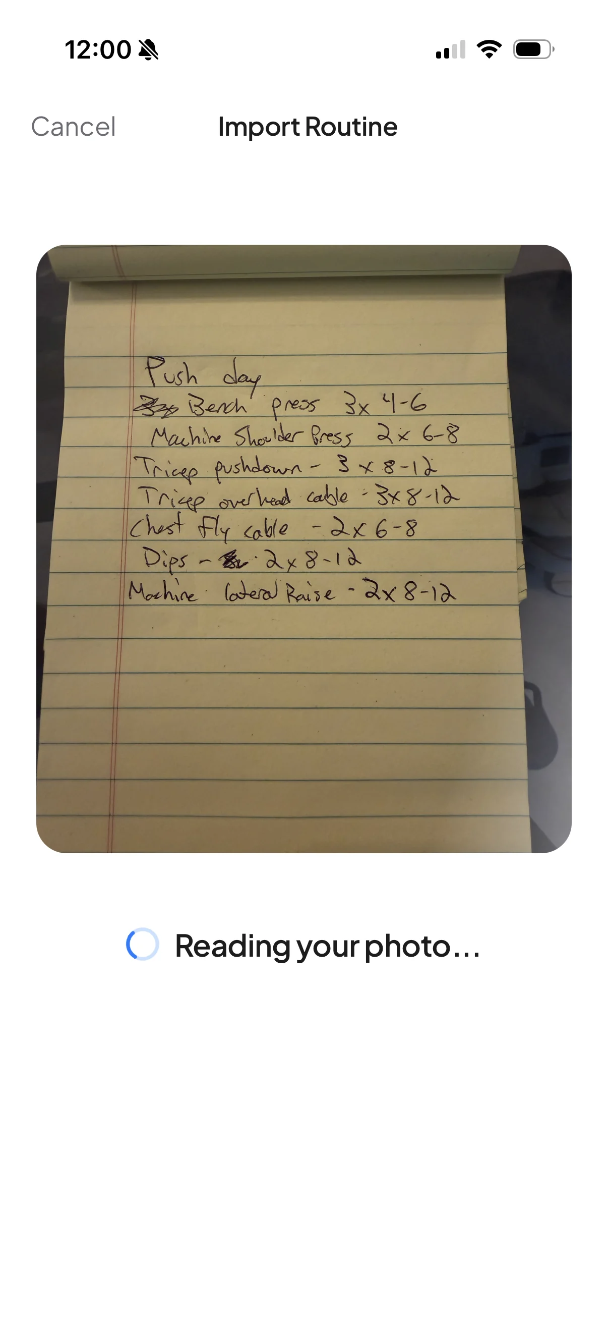 Build reading the routine from your photo